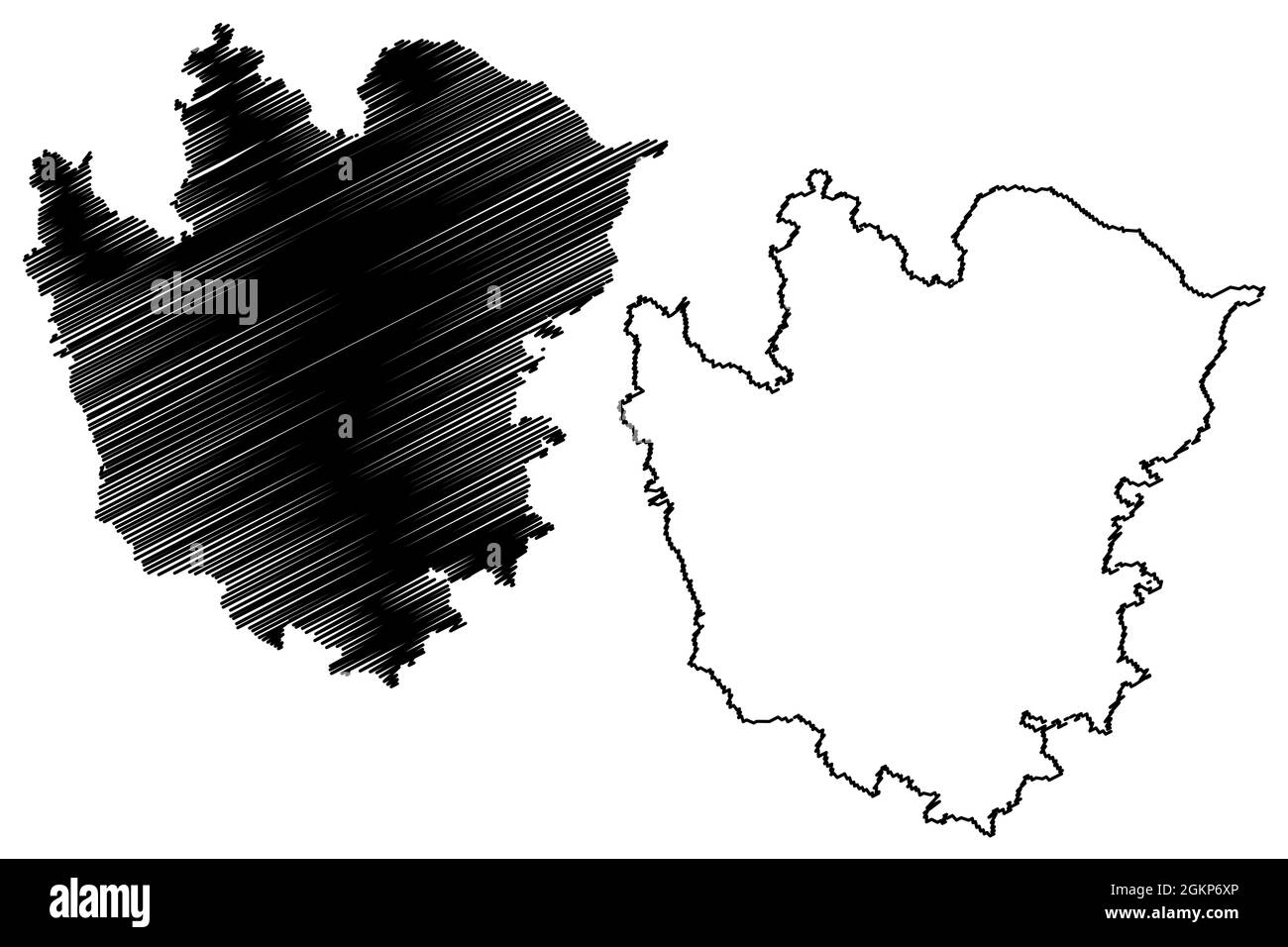 District d'Azamgarh (État de l'Uttar Pradesh, République de l'Inde) carte illustration vectorielle, scribble esquisse carte d'Azamgarh Illustration de Vecteur