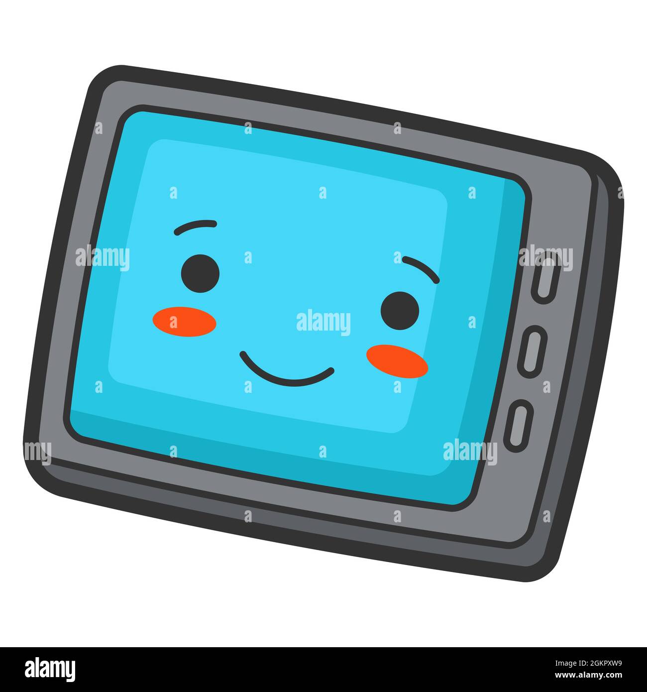 Illustration de la tablette en style dessin animé. Joli personnage drôle  Image Vectorielle Stock - Alamy