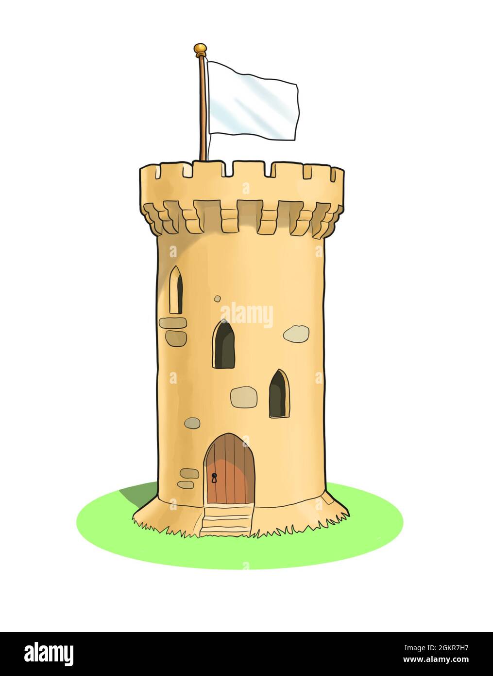 tour de château médiéval battant pavillon vierge Banque D'Images
