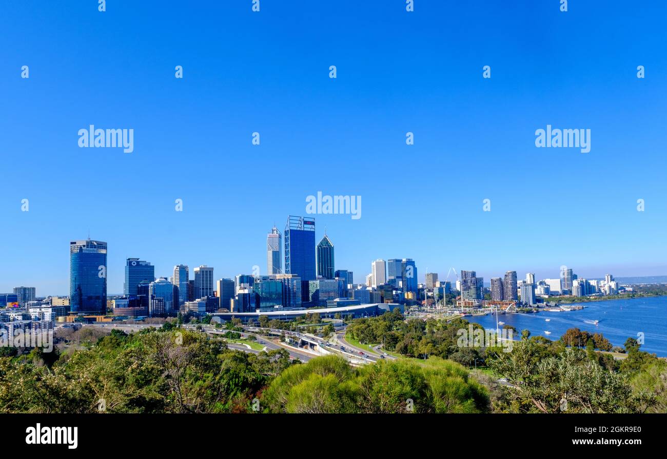 Vue depuis Kings Park sur Perth City, Australie occidentale, Australie, Pacifique Banque D'Images