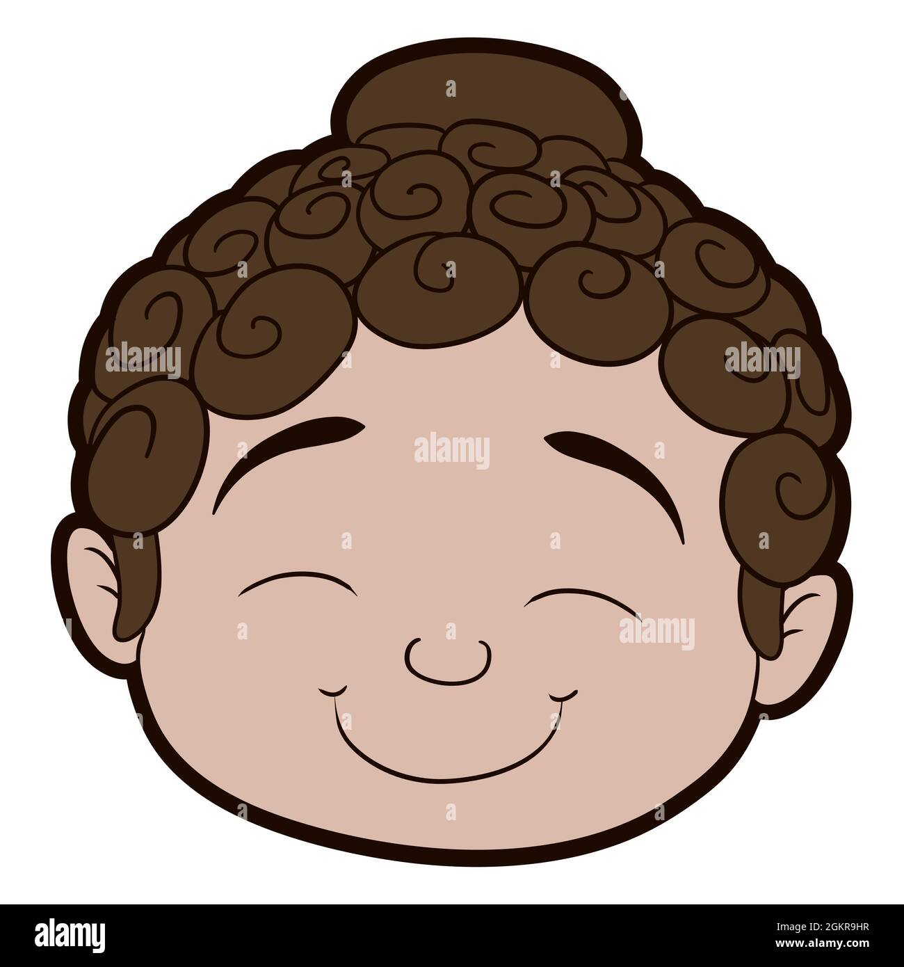 Visage De Bouddha De Bebe Souriant Et Mignon De Style Dessin Anime Avec Un Contour Audacieux Isole Sur Fond Blanc Image Vectorielle Stock Alamy