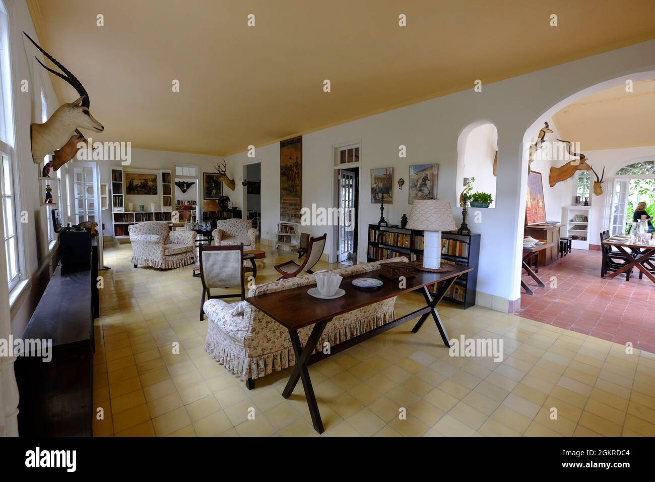 Intérieur de l'ancienne maison d'Ernest Hemingway à Finca Vigia, San Francisco de Paula, la Havane, Cuba, Antilles, Amérique centrale Banque D'Images