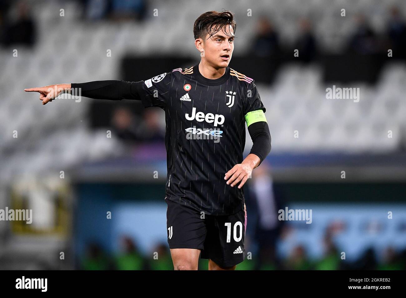 Malmö, Suède. 14 septembre 2021. Paulo Dybala de Juventus FC gestes lors du match de football de la Ligue des champions de l'UEFA entre Malmo FF et Juventus FC. Credit: Nicolò Campo/Alay Live News Banque D'Images