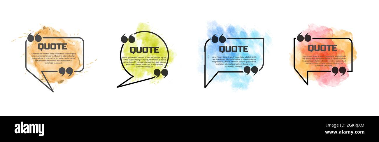 Jeu De Cadres De Citation Avec Un Fond Fume Colore Un Cadre Pour Le Texte Et Les Guillemets Bannieres Colorees Pour Le Blog Et Les Symboles Style Plat Image Vectorielle Stock
