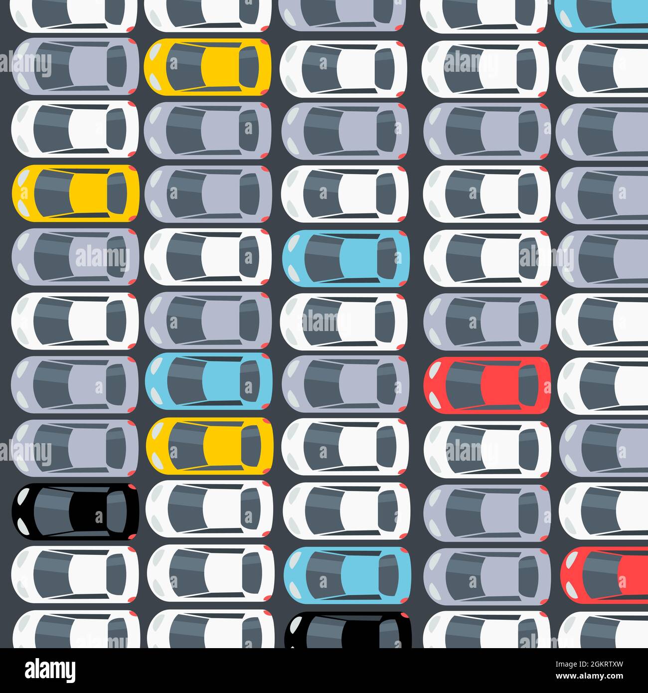 Parking de l'usine de voitures. Nouveau centre de distribution logistique de voiture - illustration vectorielle. Illustration de Vecteur