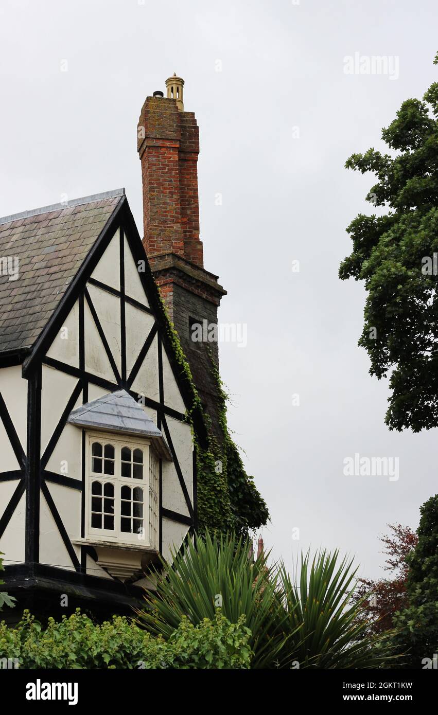 Une maison à ossature de bois noir et blanc à Louth, Lincolnshire, Royaume-Uni Banque D'Images