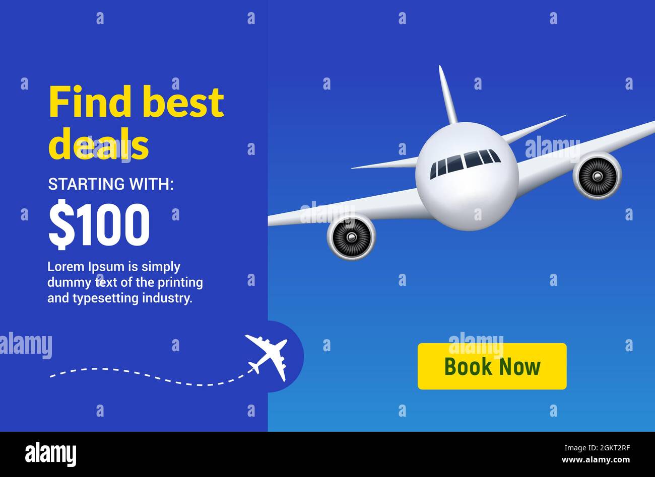 Bannière de voyage en avion pour la réservation en ligne. Modèle de  promotion de vente en ligne de billets d'avion Vector Image Vectorielle  Stock - Alamy