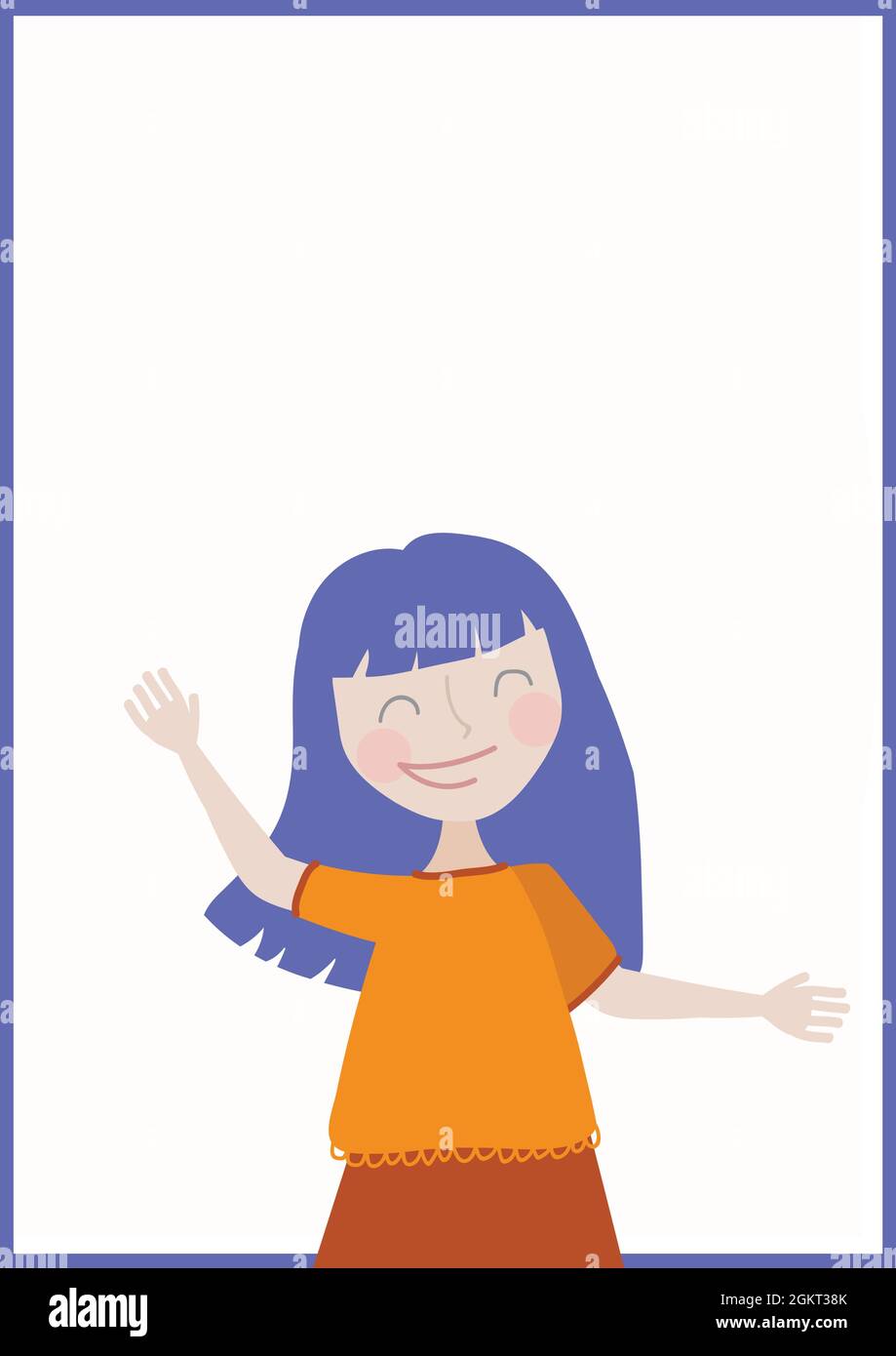 Image générée numériquement de l'icône femme qui agite sur fond blanc Banque D'Images