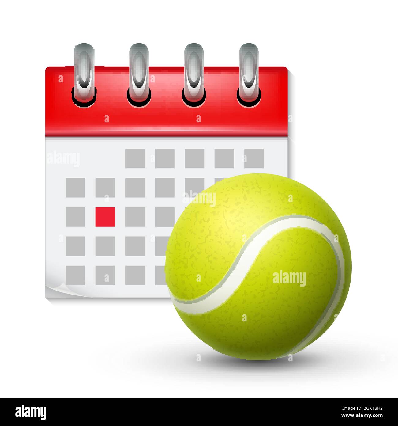 Calendrier sportif et tennis réaliste. Mois date calendrier événement 