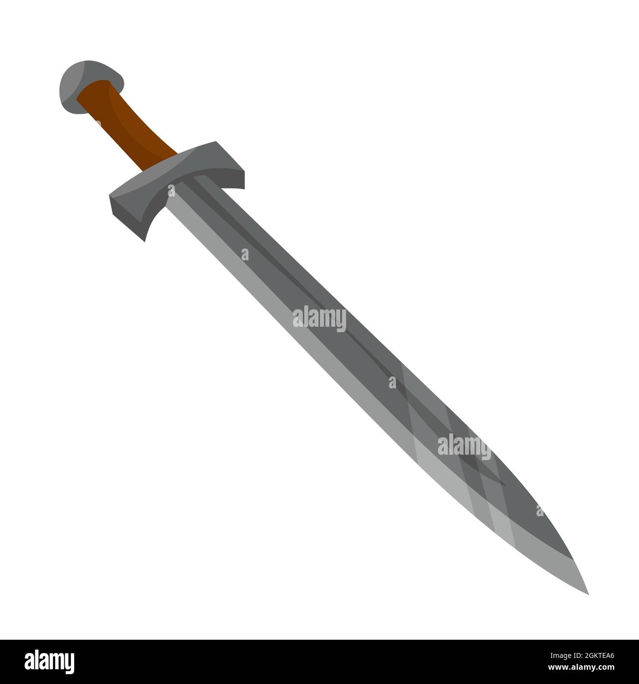 Vue de trois quarts du SWORD. Arme médiévale de style dessin animé. Illustration de Vecteur