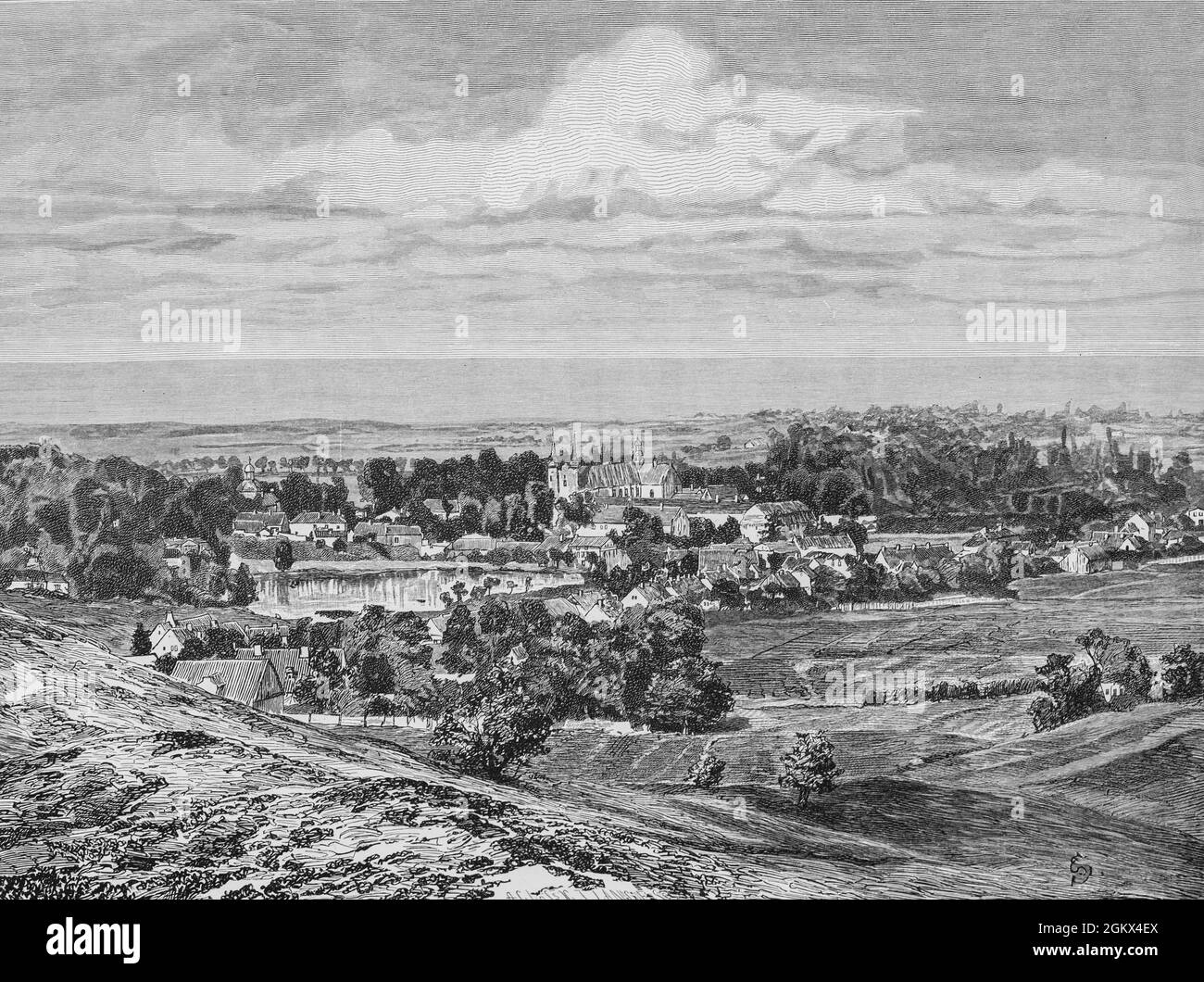 Quartier Oliva od Danzig ou Gdansk sur la mer Baltique, puis Poméranie occidentale aujourd'hui Pologne, Europe de l'est, illustration historique 1880, Banque D'Images