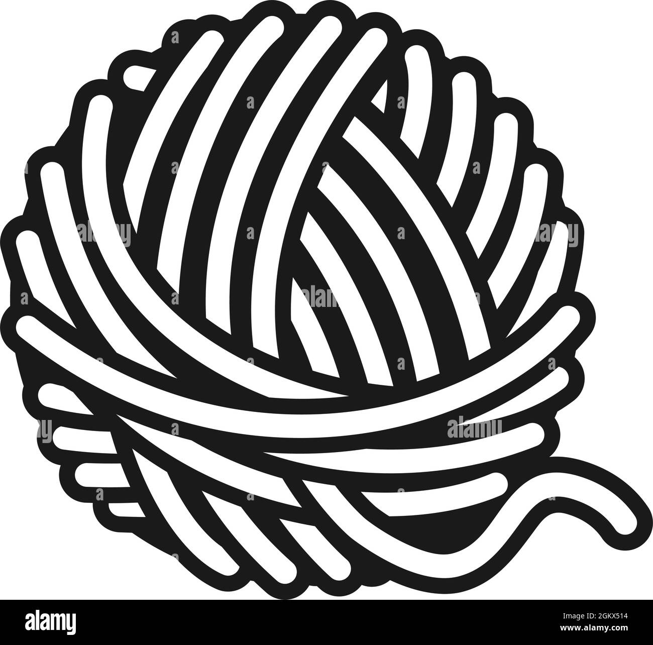 Balle de fil ou boule de laine pour tricoter en icône vectorielle Illustration de Vecteur