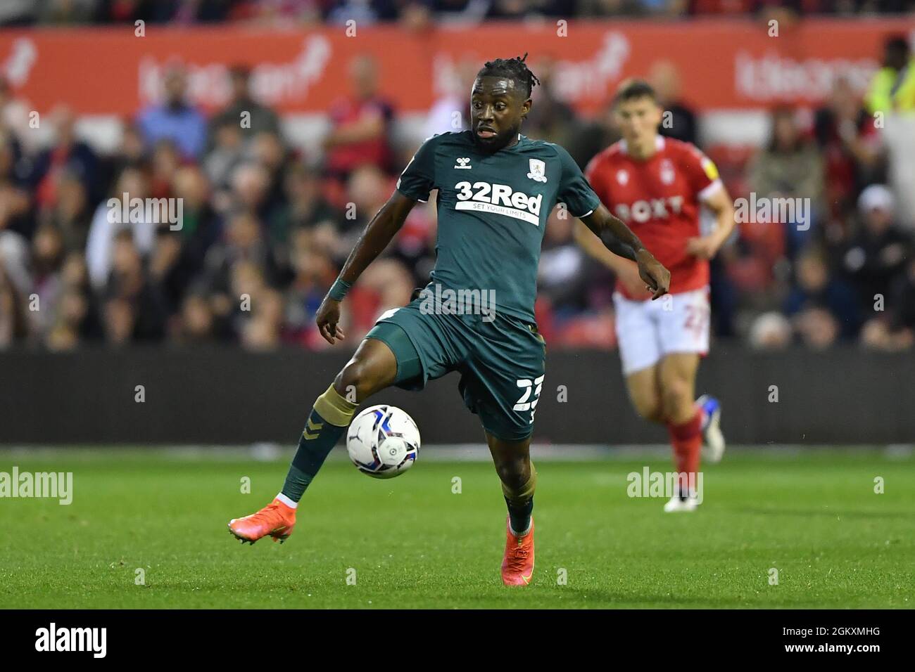 NOTTINGHAM, ROYAUME-UNI. 15 SEPT James Lea Siliki de Middlesbrough lors du match de championnat Sky Bet entre Nottingham Forest et Middlesbrough au City Ground, Nottingham, le mercredi 15 septembre 2021. (Credit: Jon Hobley | MI News) Credit: MI News & Sport /Alay Live News Banque D'Images