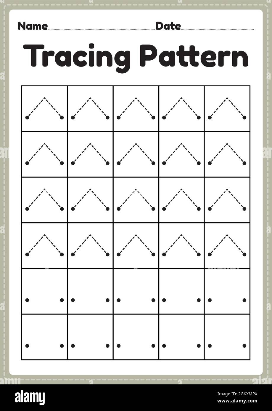 Feuille de tracé des lignes de motif pour les enfants de la maternelle, de la maternelle et de l'école Montessori afin d'améliorer les activités de pratique de l'écriture manuscrite dans une page imprimable. Illustration de Vecteur