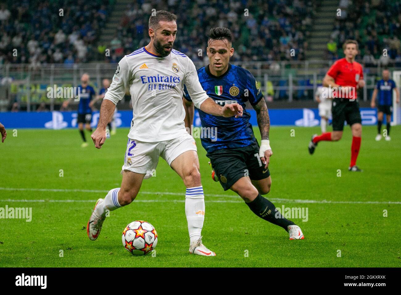 Milan, Italie - septembre 15 2021 - carvajal et lautaro martinez Inter- Real Madrid Champions League Credit: Christian Santi/Alamy Live News Banque D'Images