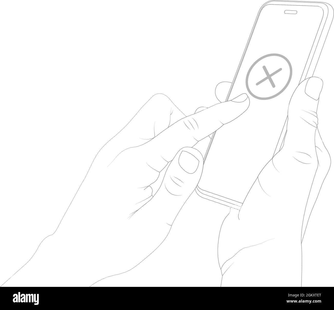 Désactiver, échec, échec, refuser, smartphone, à l'aide d'un téléphone, annulez, refusez. Illustration de Vecteur