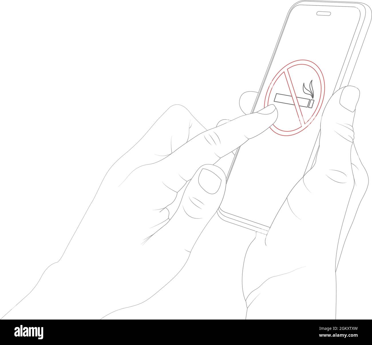 Il est interdit de fumer, il est interdit de fumer sur un smartphone, illustration du stock de vecteurs interdite. Illustration de Vecteur