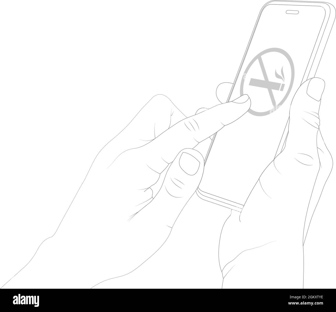 Il est interdit de fumer, il est interdit de fumer sur un smartphone, illustration du stock de vecteurs interdite. Illustration de Vecteur