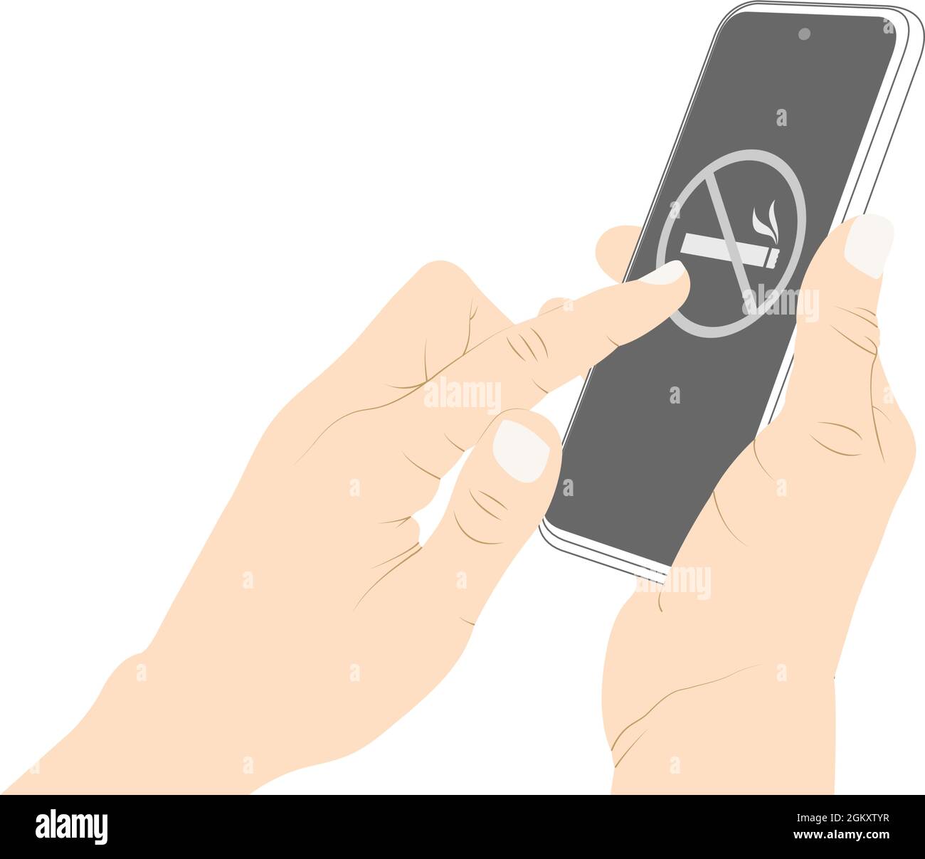Il est interdit de fumer, il est interdit de fumer sur un smartphone, illustration du stock de vecteurs interdite. Illustration de Vecteur