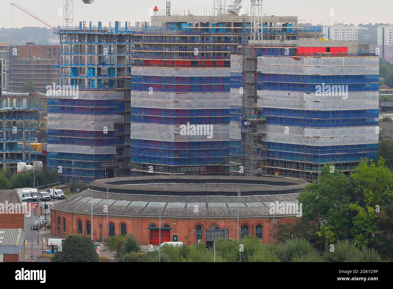 Le site de développement du pont Monk à Leeds est en cours de construction. Le site sera de 5 blocs d'appartements une fois terminé Banque D'Images