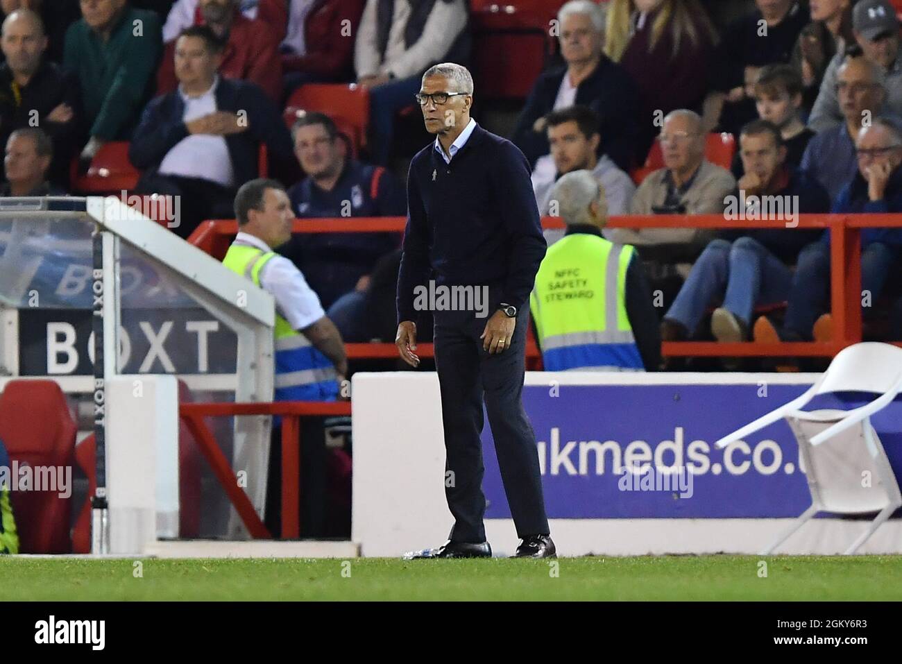 NOTTINGHAM, ROYAUME-UNI. 15 SEPT. Le directeur de la forêt de Nottingham, Chris Hughton, lors du match de championnat Sky Bet entre Nottingham Forest et Middlesbrough au City Ground, à Nottingham, le mercredi 15 septembre 2021. (Credit: Jon Hobley | MI News) Credit: MI News & Sport /Alay Live News Banque D'Images