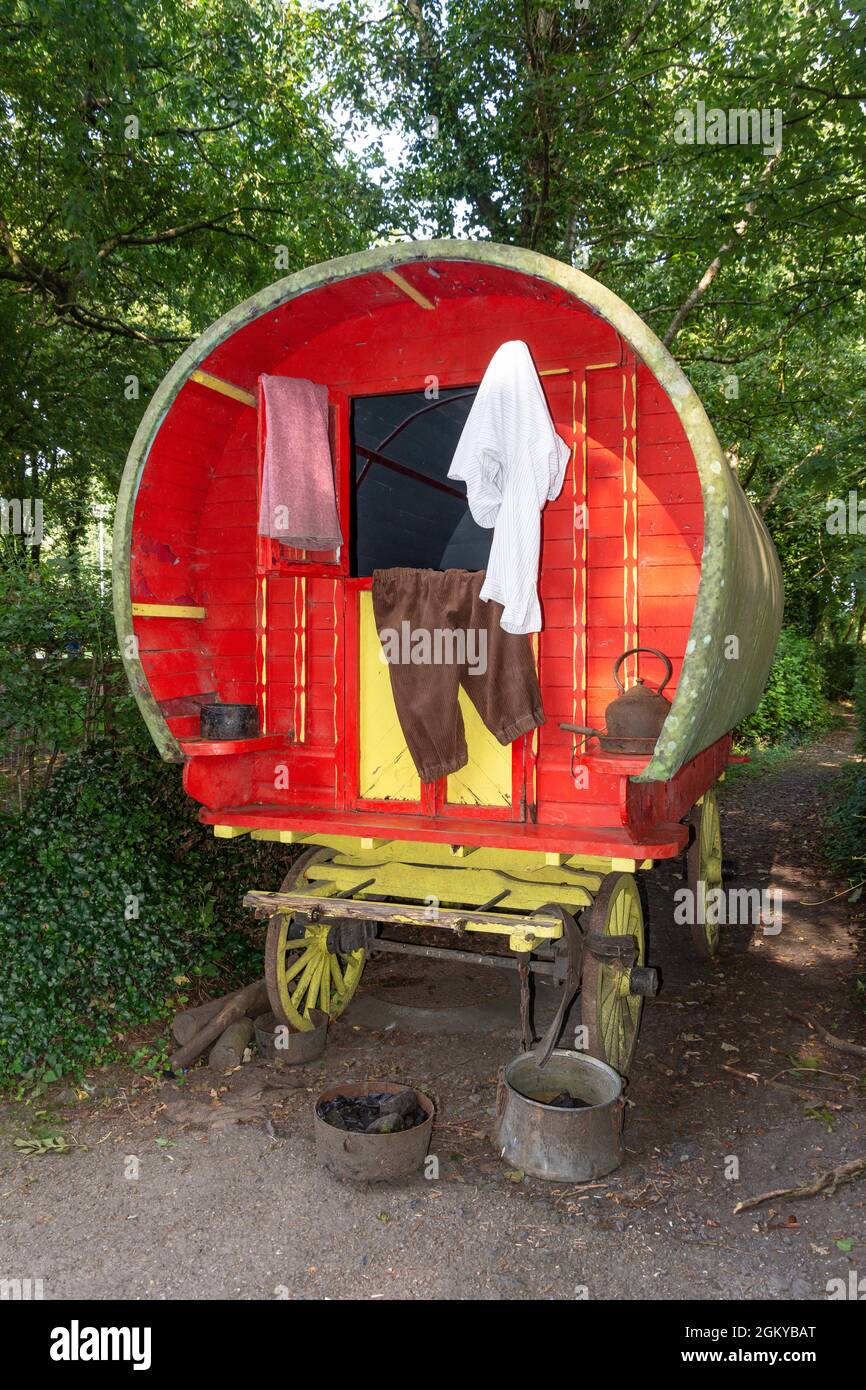 Traveller Wagon au Bunratty Folk Park, Bunratty, Comté de Clare, République d'Irlande Banque D'Images