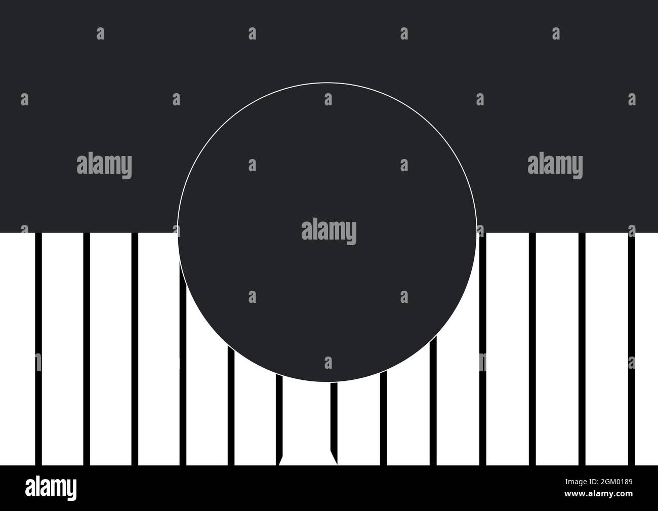 Image générée numériquement d'une bannière ronde noire avec un espace de copie sur un arrière-plan rayé Banque D'Images