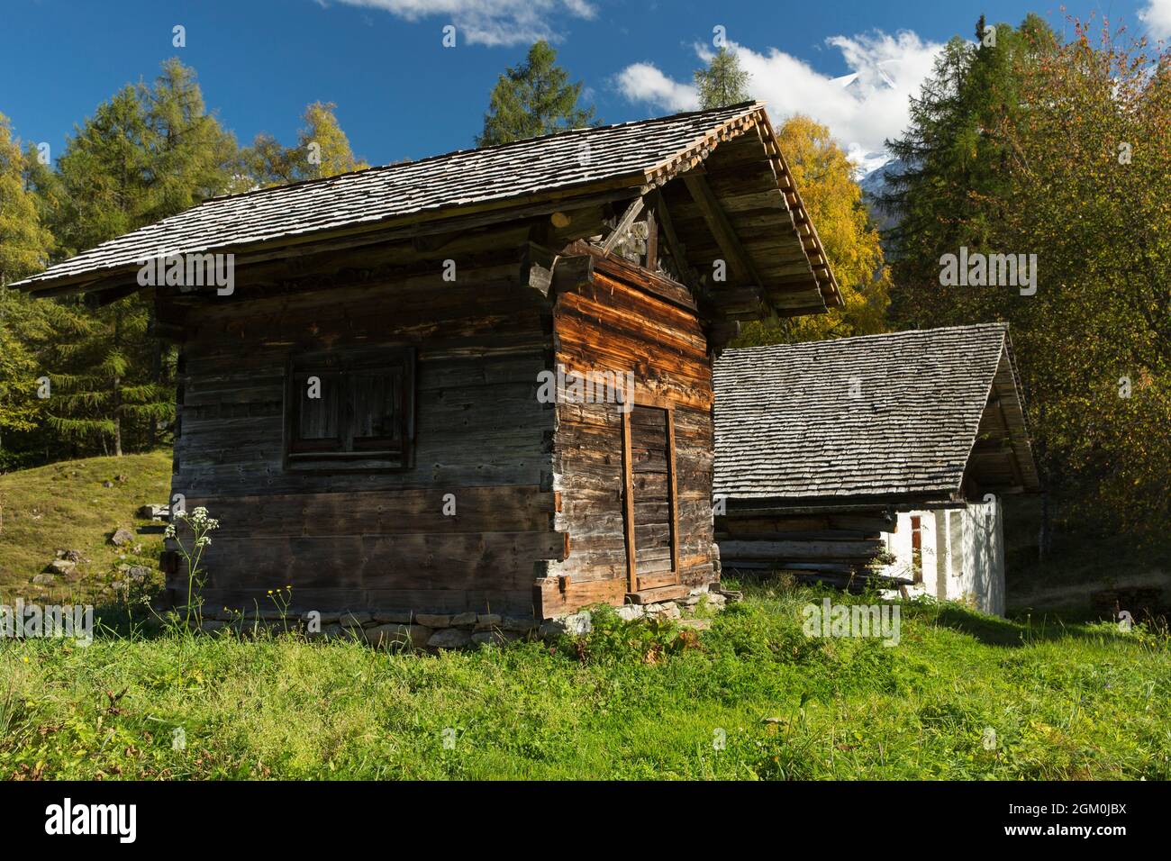 FRANCE HAUTE-SAVOIE (74) LES HOUCHES, GRANGE DU HAMEAU DE CHAROUSSE Banque D'Images