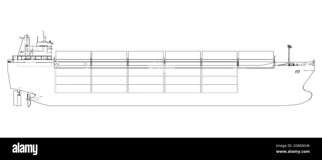 D'un cargo avec des conteneurs. Vector Illustration de Vecteur