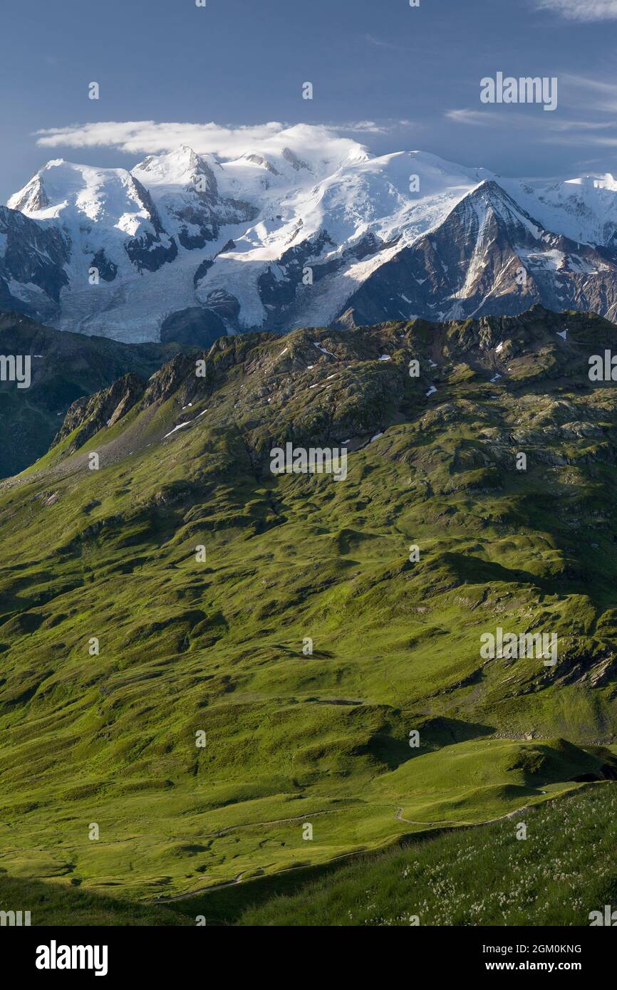 FRANCE HAUTE-SAVOIE (74) PASSY, MONT BLANC DEPUIS LE COL D'ANTERNE Banque D'Images