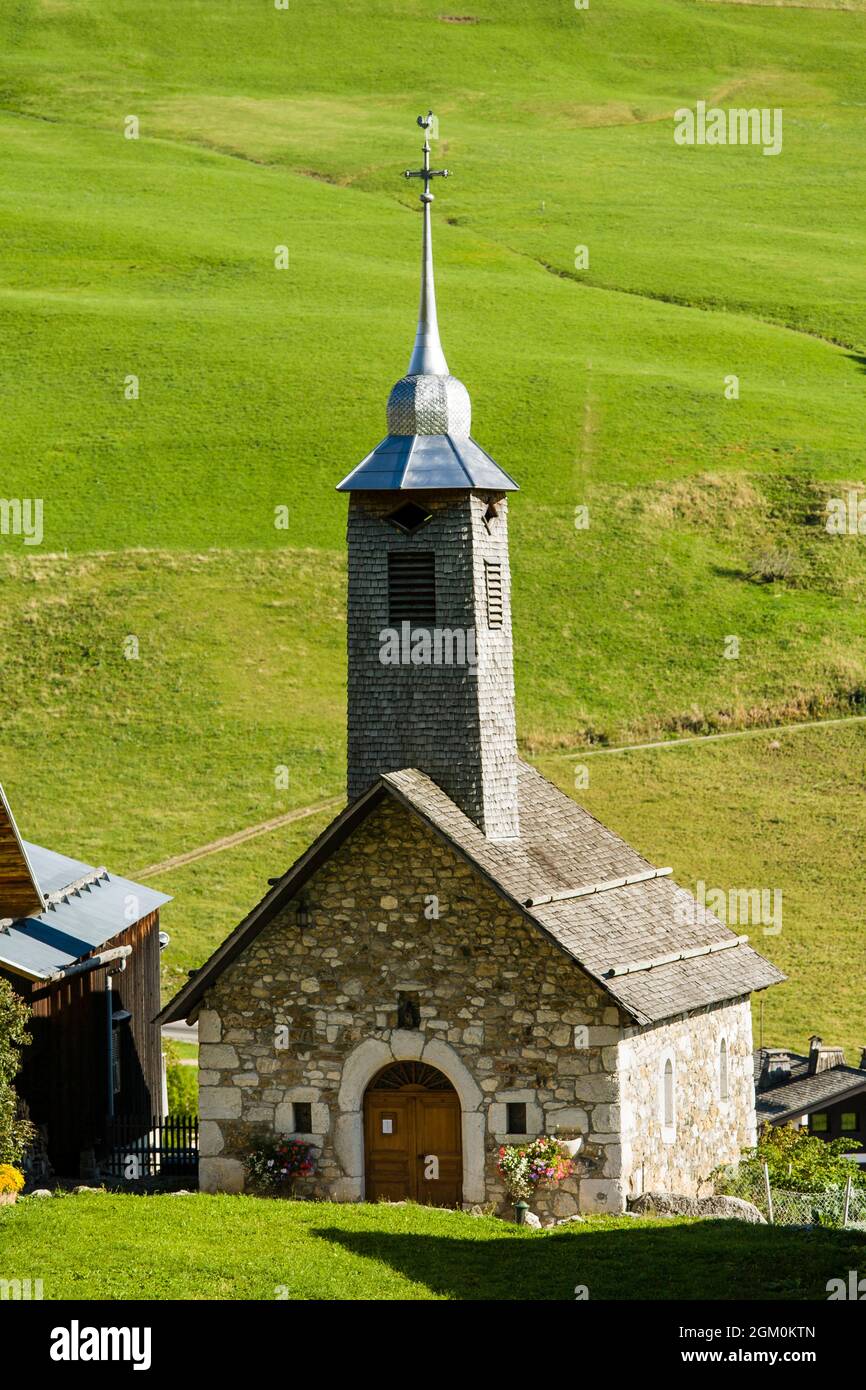 FRANCE HAUTE-SAVOIE (74) LE GRAND-BORNAND, CHAPELLE DU VILLAGE DE CHINAILLON, MASSIF DES ARAVIS Banque D'Images