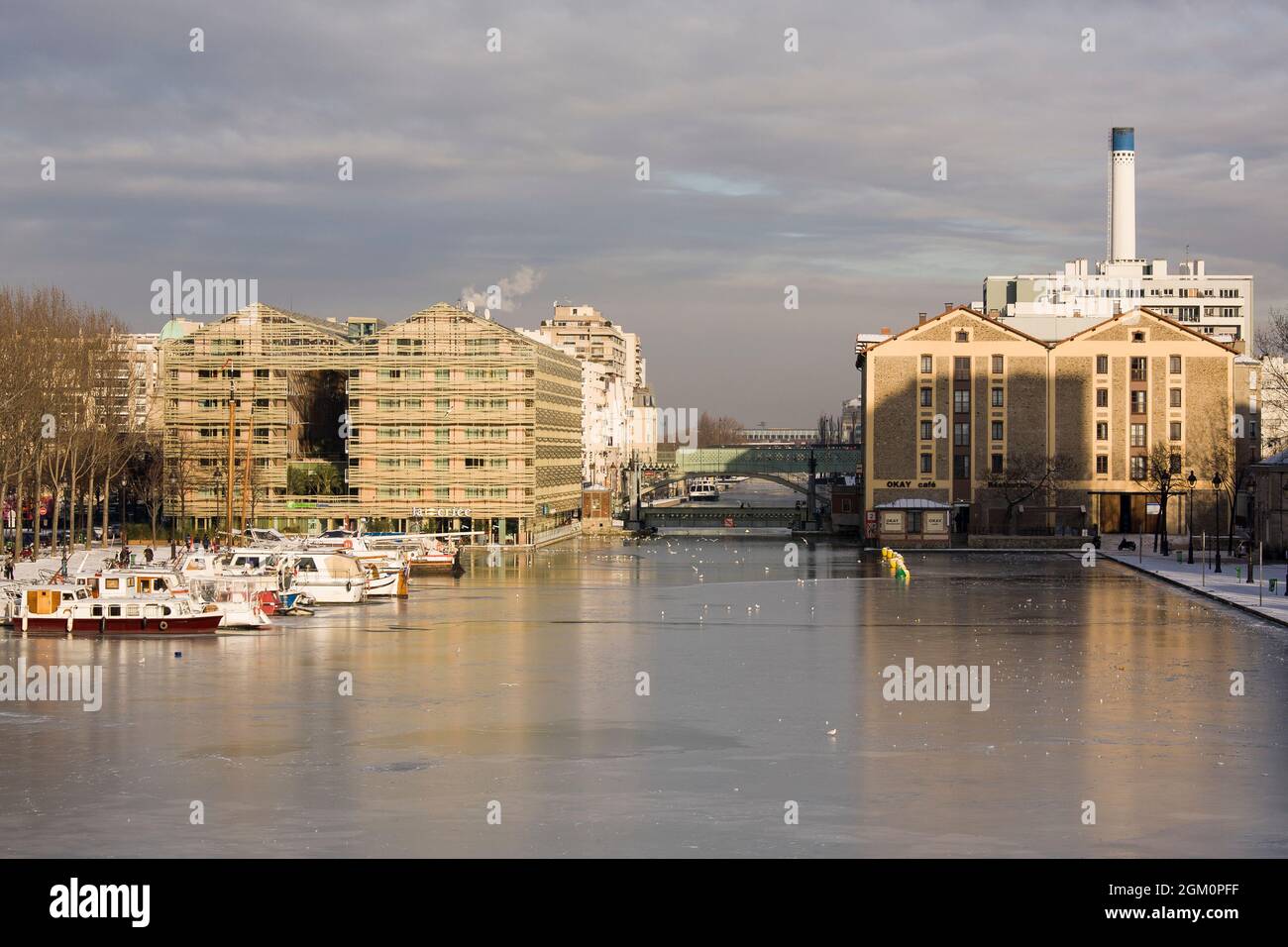 FRANCE PARIS (75) 19E ARRONDISSEMENT, ÉTANG DE LA VILLETTE Banque D'Images