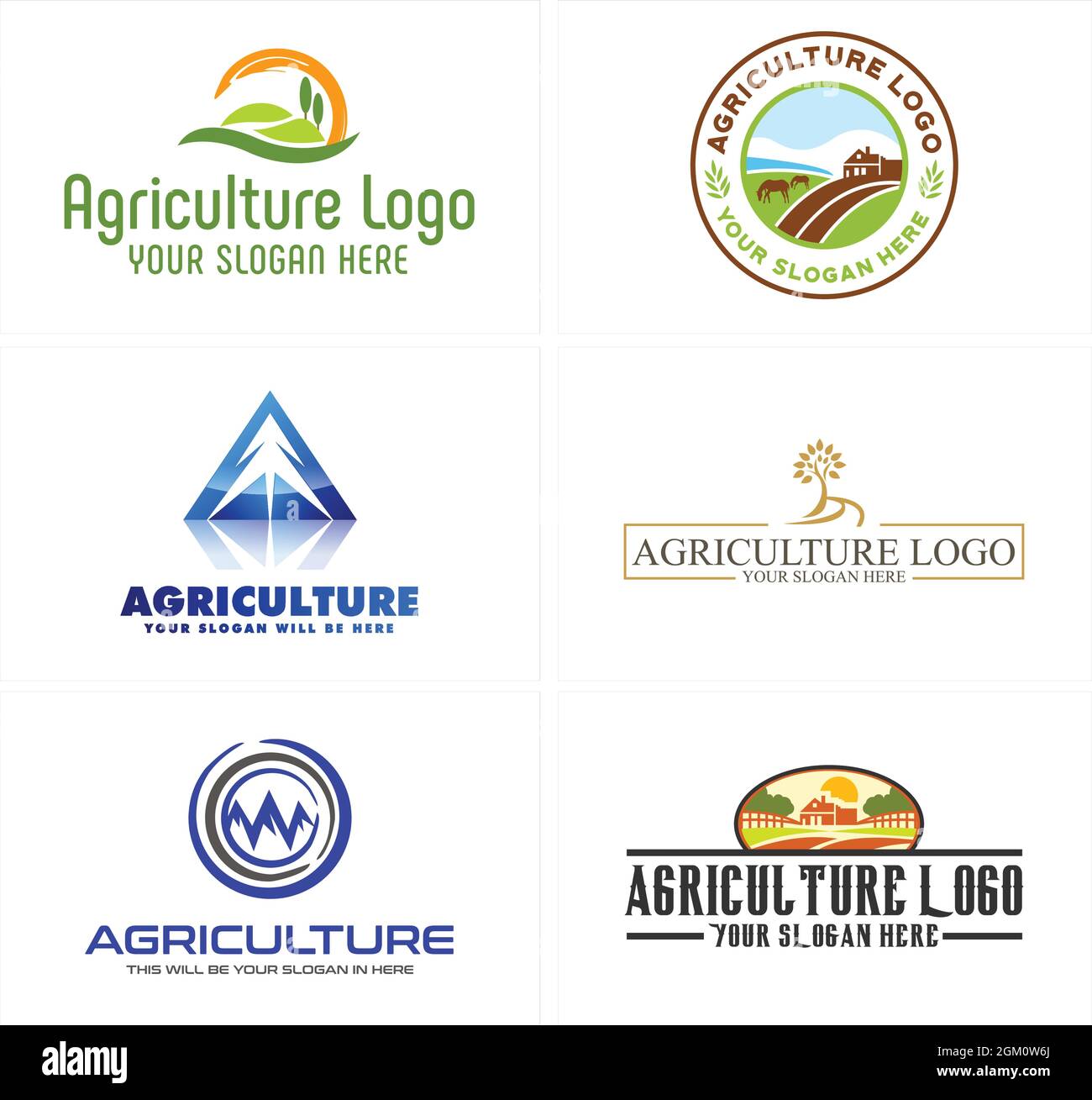 Design du logo Agriculture paysage nature agriculture Illustration de Vecteur