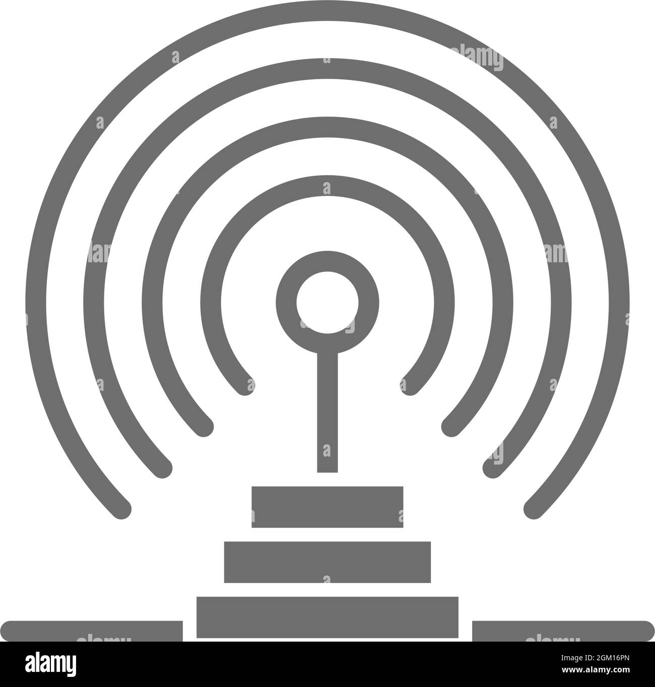 Antenne radio, système de détection radar, récepteur, icône grise de l'émetteur. Illustration de Vecteur