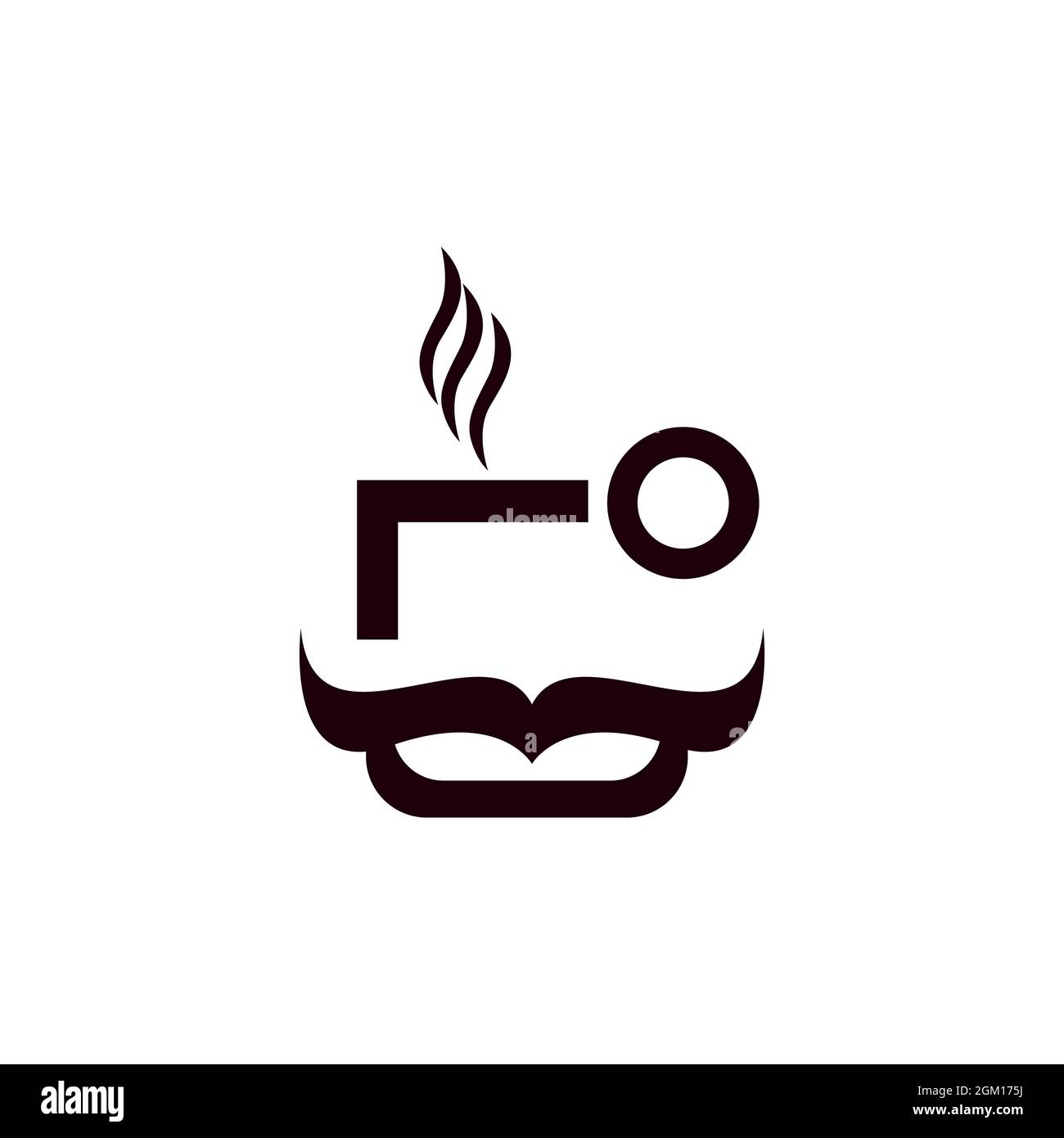 abstrait tasse de café moustache logo icône plate concept graphique vectoriel Illustration de Vecteur