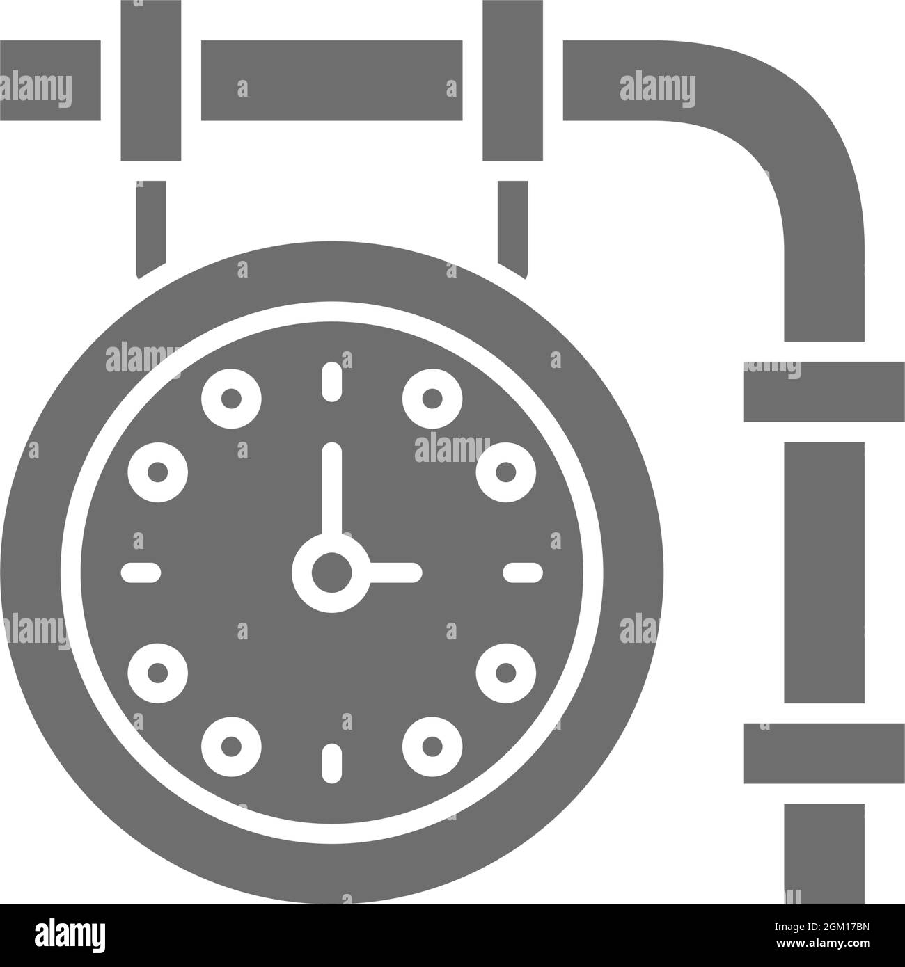 Horloge de la gare, icône grise de l'heure de la plate-forme ferroviaire. Illustration de Vecteur