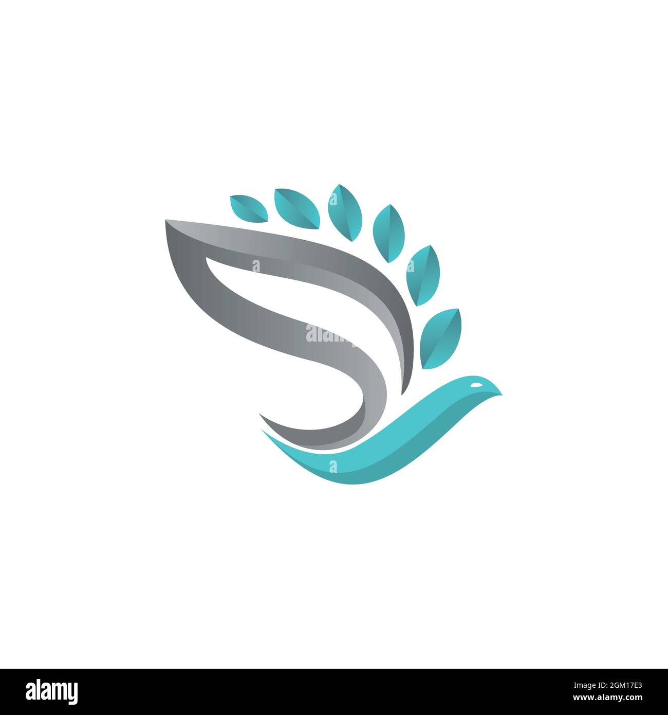abstrait élégant oiseau feuilles logo icône plate concept vectoriel graphique Illustration de Vecteur