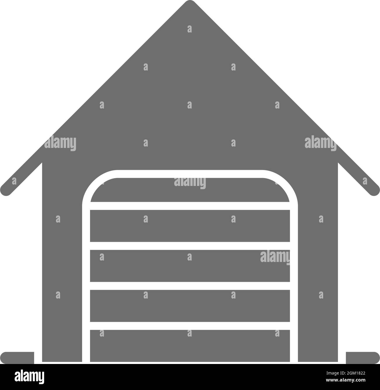 Garage double avec volet roulant l'icône de la ligne de porte. Illustration de Vecteur