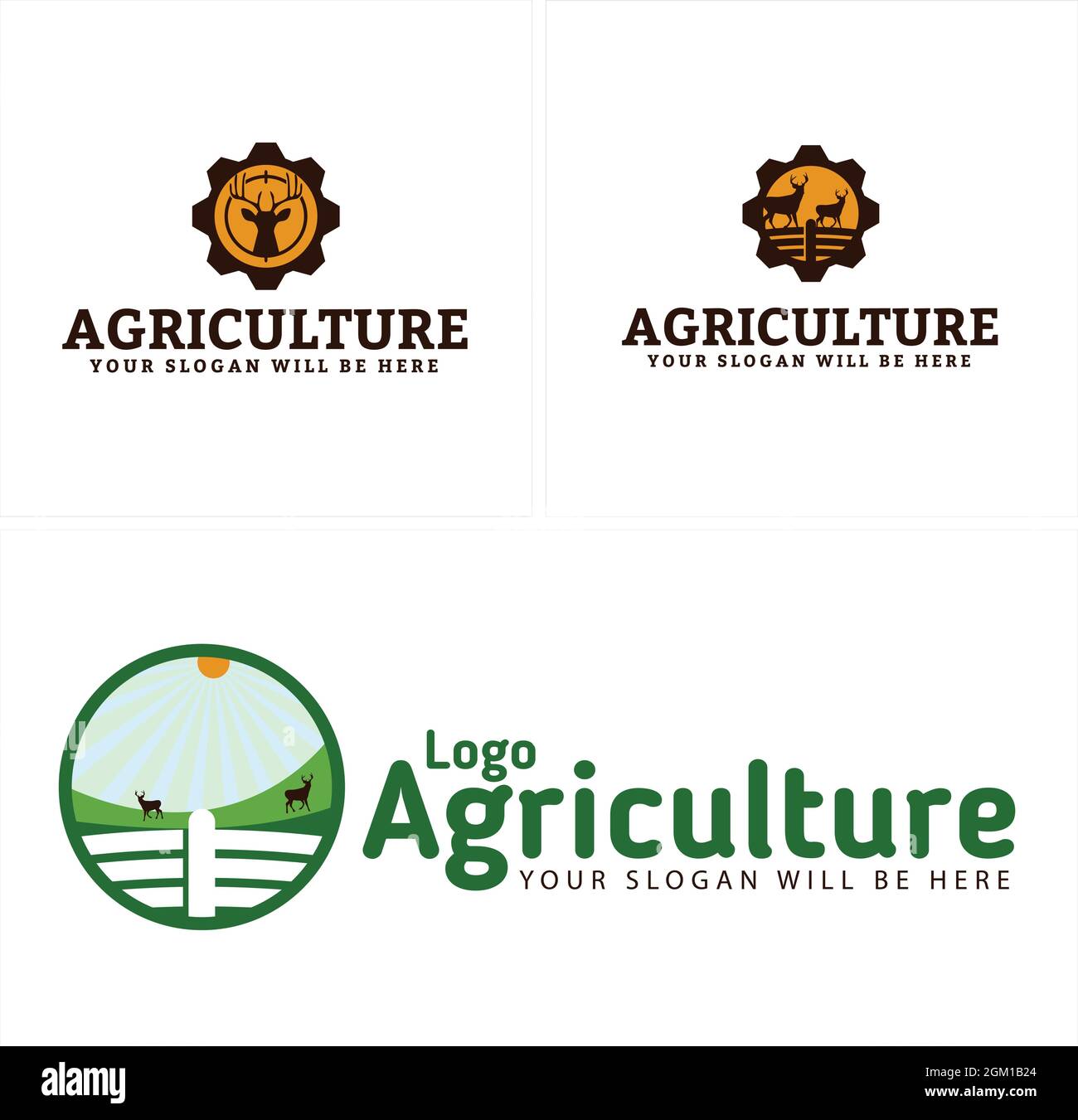 Design du logo de la ferme du zoo de cerfs d'animaux d'agriculture Illustration de Vecteur