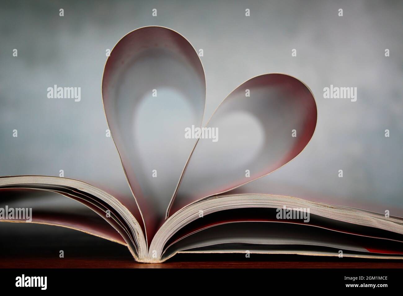 Romantique, concept d'amour. Forme de coeur faite à partir des pages d'un livre Banque D'Images