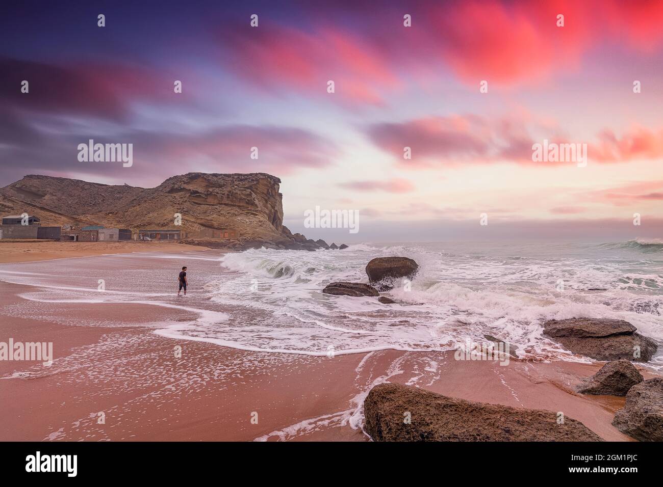 Kund Malir Beach, Makran route côtière Baloutchistan, Pakistan. Mise au point sélective Banque D'Images