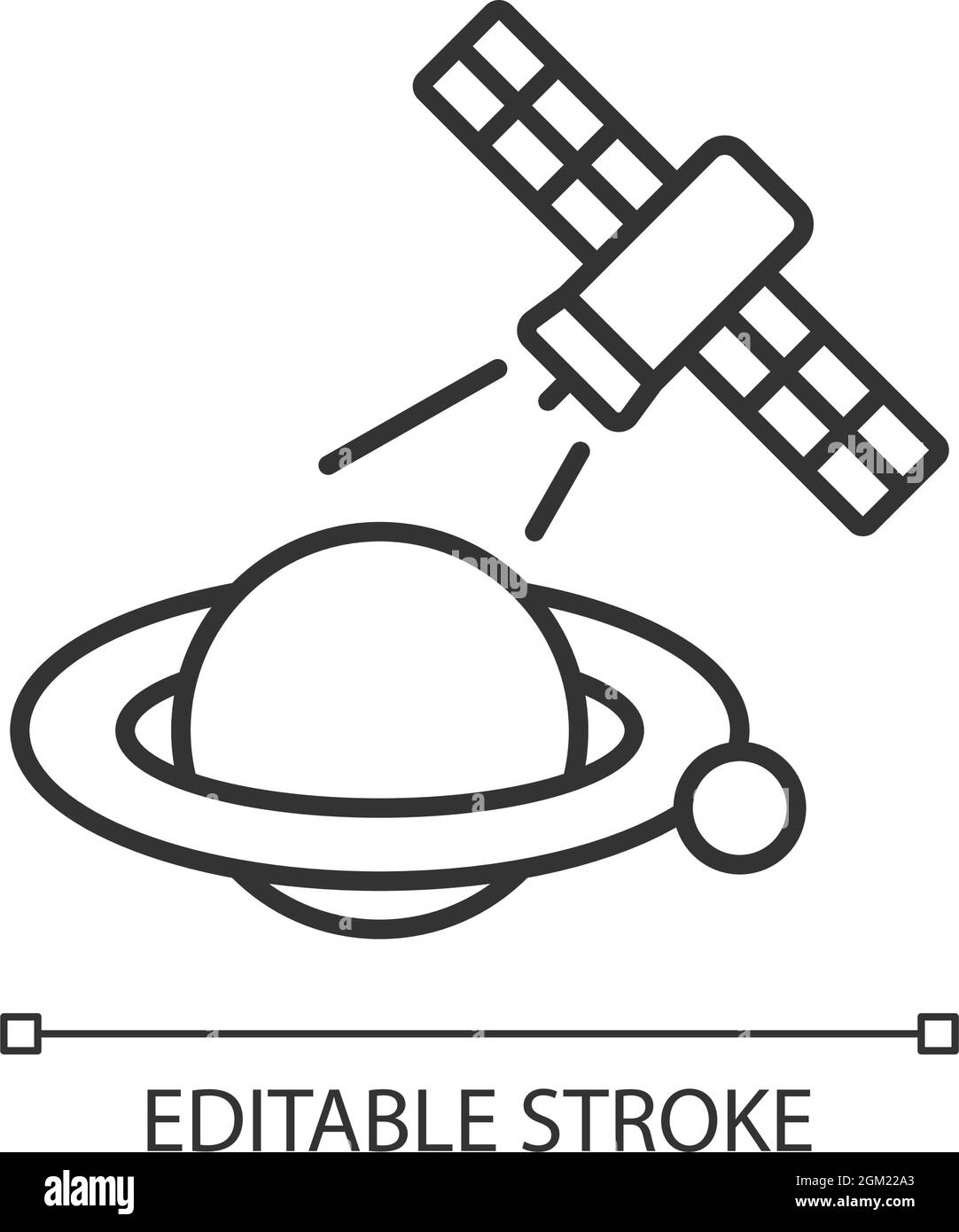 Icône linéaire du processus d'observation des planètes Illustration de Vecteur