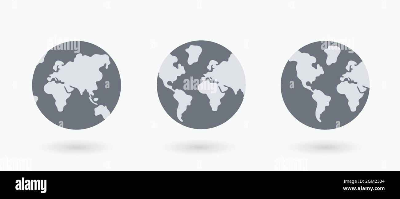 Ensemble d'icônes de globe terrestre. Hémisphères terrestres avec continents. Carte du monde réaliste en forme de globe. Illustration vectorielle. Illustration de Vecteur