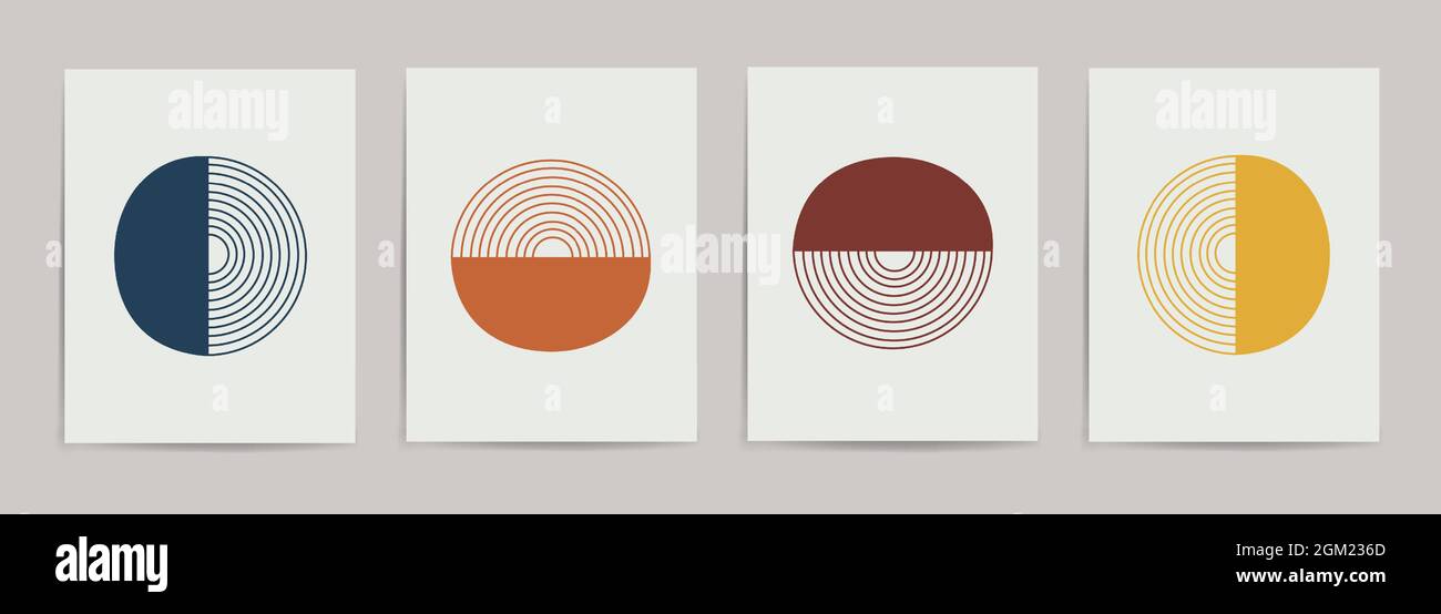 Ensemble tendance de composition artistique minimaliste abstraite peinte à la main idéal pour la décoration murale, comme carte postale ou brochure, vecteur Illustration de Vecteur