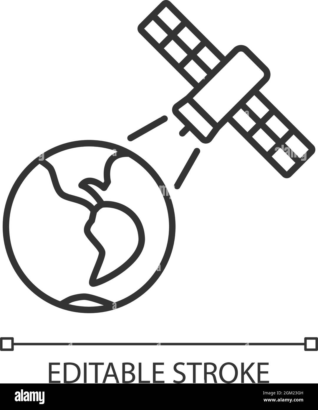 Icône linéaire du processus d'observation de la Terre Illustration de Vecteur