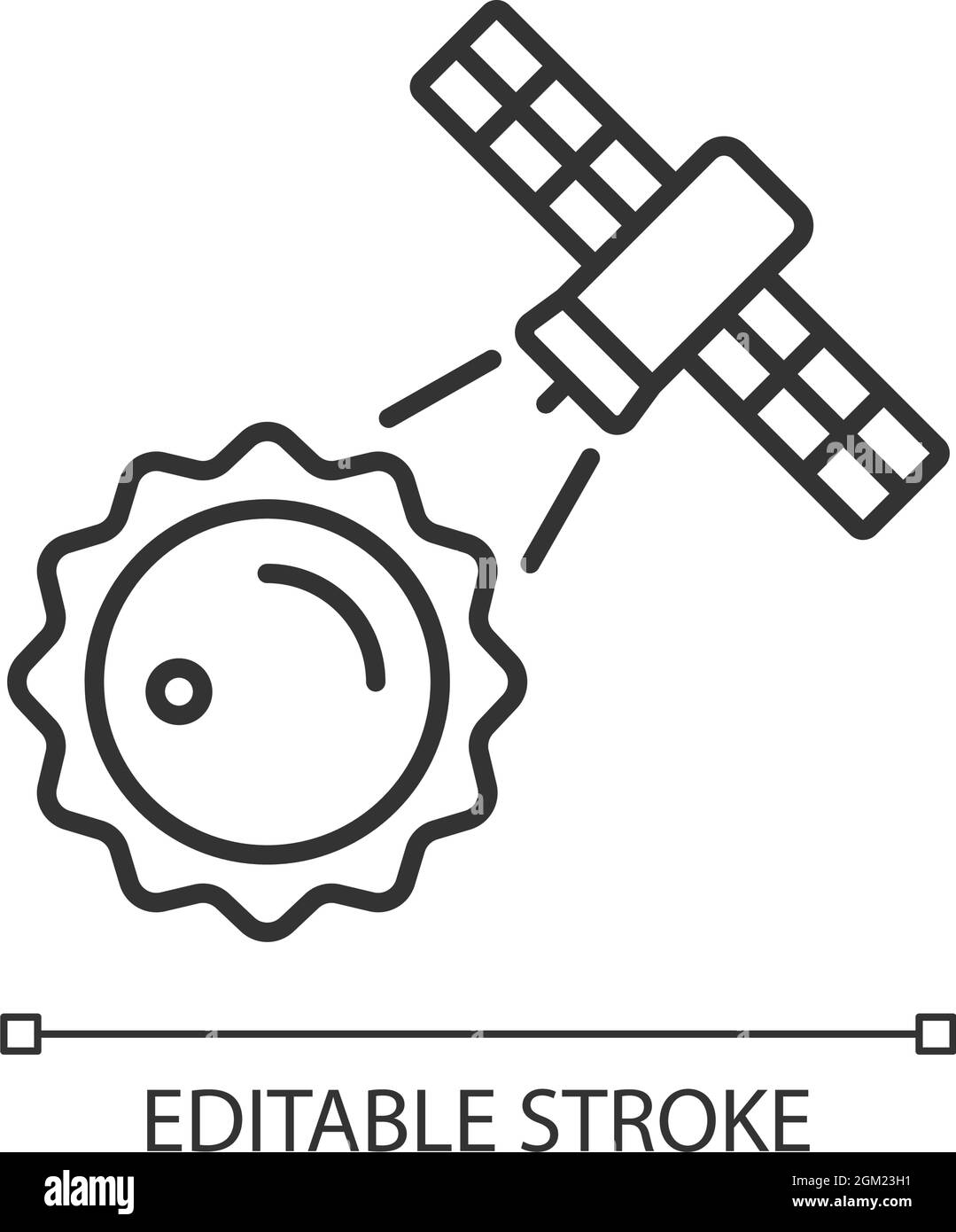 Icône linéaire du processus d'observation du soleil Illustration de Vecteur