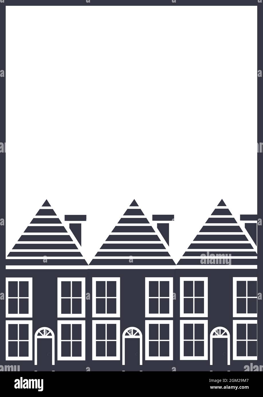 Image générée numériquement de plusieurs icônes de maison sur fond blanc Banque D'Images