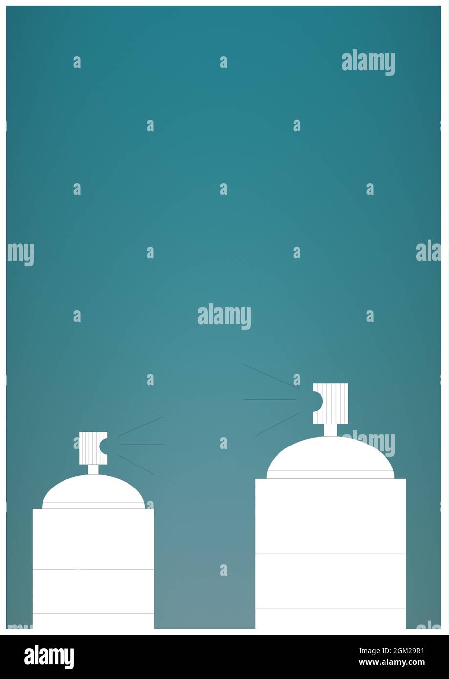 Image générée numériquement de deux icônes de flacon de pulvérisation de nettoyage sur fond vert Banque D'Images