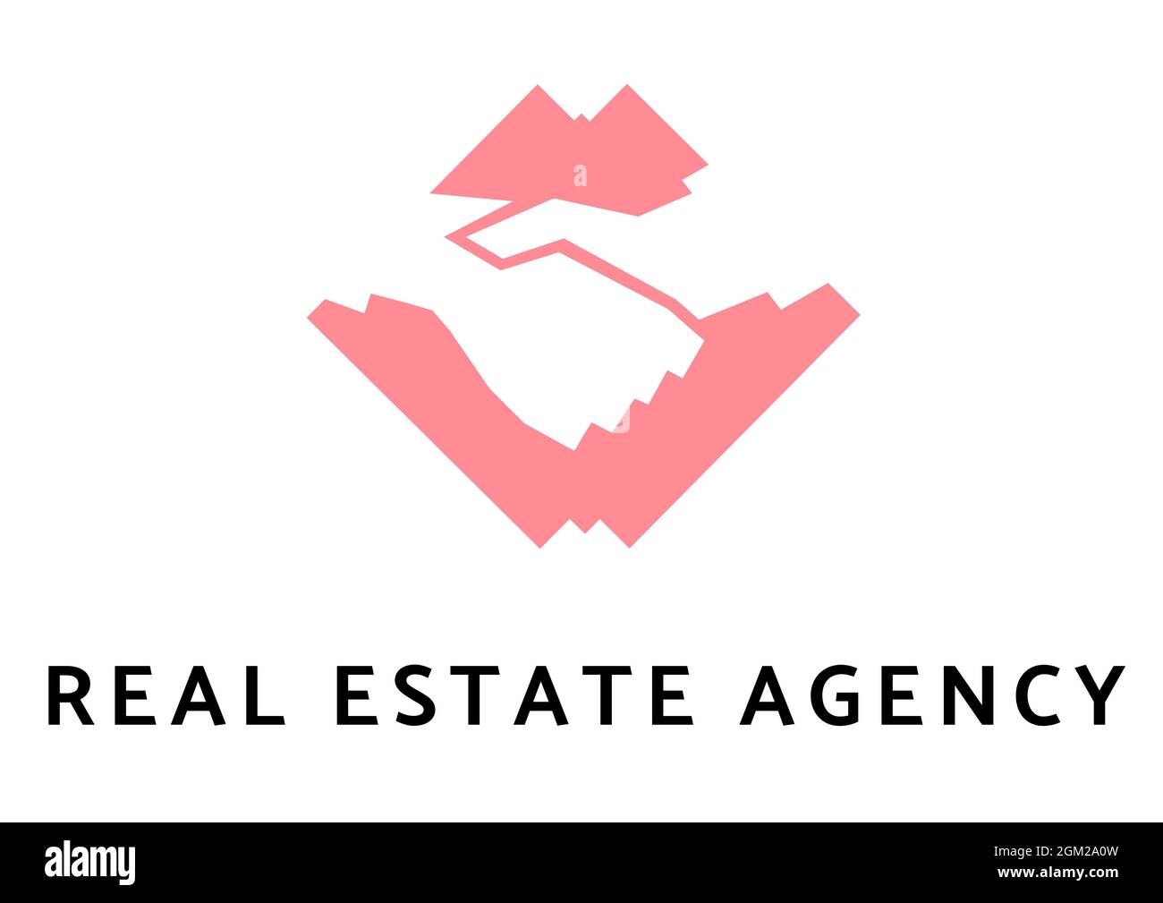 Image générée numériquement du texte de l'agent immobilier avec icône de poignée de main sur fond blanc Banque D'Images