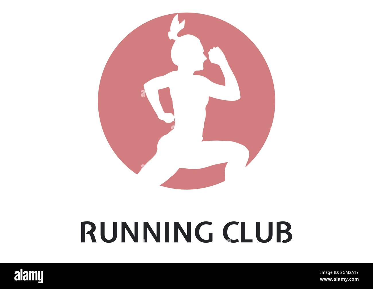 Image générée numériquement du texte du club de course à pied avec icône femme sur fond blanc Banque D'Images